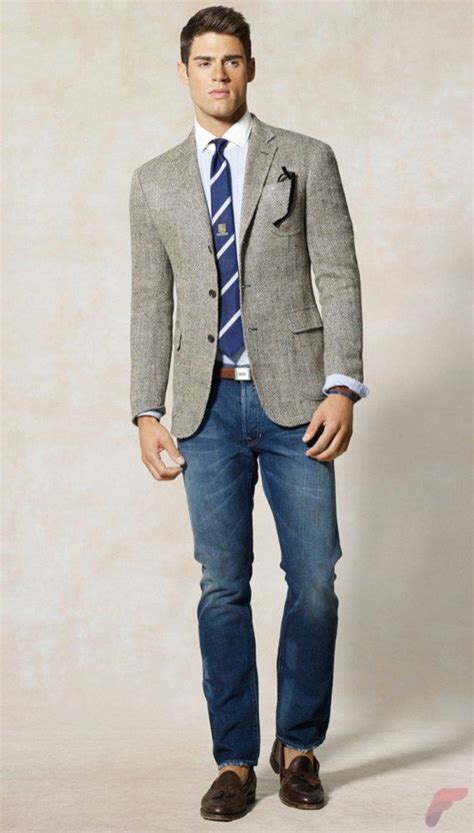 wearing a sport coat with jeans